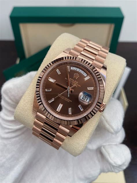 rolex day date rose gold chocolate dial|rolex rose gold 40mm president.